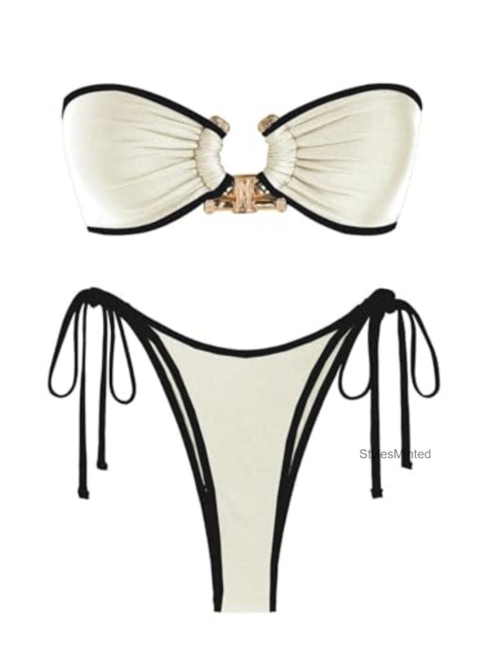 Strapless Bandeau Bikini Set High Cut Side Tie Two Piece Swimsuit